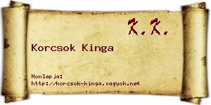 Korcsok Kinga névjegykártya